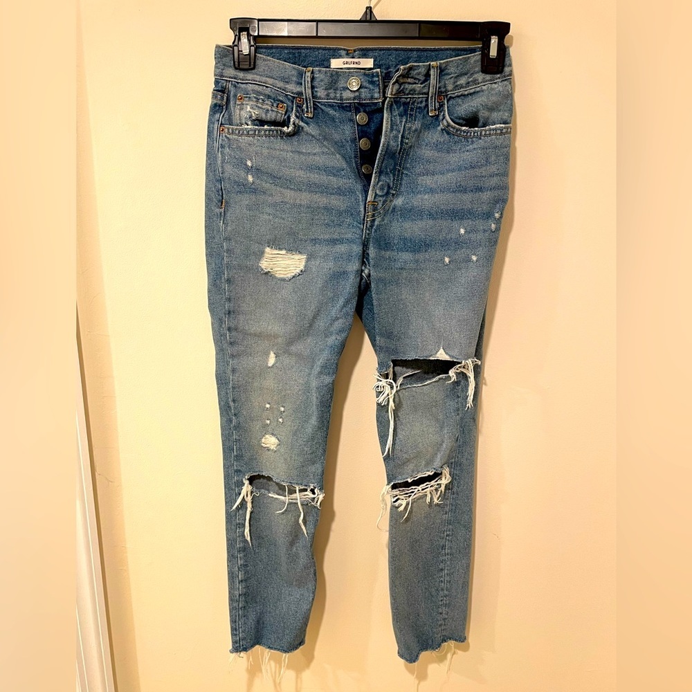 GRLFRND Distressed‎ Jeans. Size 26. Style yourself like a 90’s supermodel.